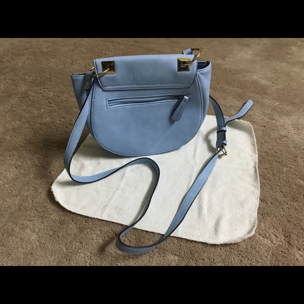 Mossimo Faux Leather Blue Saddle Crossbody Bag - Picture 2 of 8